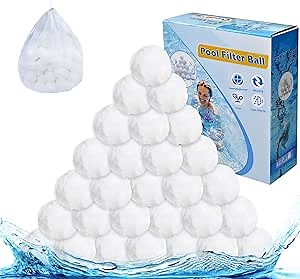 4.6lbs Pool Filter Balls for Sand Filter, Reusable Pool Filter Balls, Eco-Friendly Fibre Media Balls for Above Ground Sand Pool Pump, with Wash Bag (White)