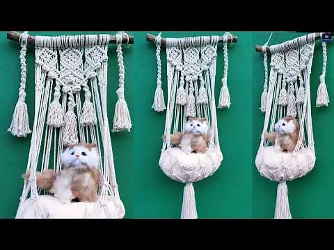 DIY Macrame Cat Hammock #5 - Macramé Cat Bed tutorial for beginner by TNARTNCRAFTS