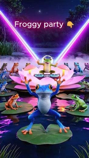 🎵💃 Blue Frog Dance Party | Neon Pond Vibes All Night 🌙🍹