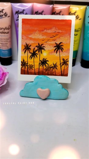 ✨Beautiful Sunset Scenery✨ Drawing with Acrylic colour🎨🌅#drawing #shorts #trending #sunset #scenery