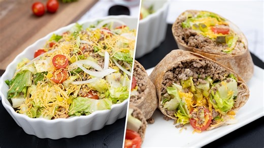 Try this simple and filling summer cheeseburger salad wrap recipe