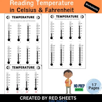 Reading Temperature in Celsius & Fahrenheit Worksheets