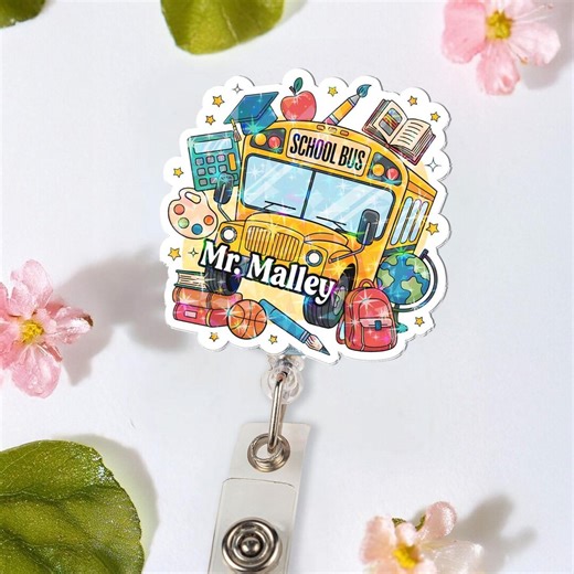 Custom School Bus Driver Badge Reel, Personalized Driver Appreciation Gift, Transportation ID Holder, Back to School Gear, Safety Hero Gift - Etsy