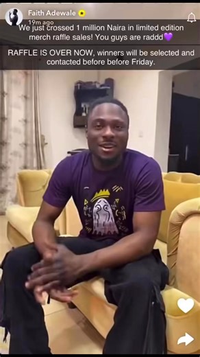 Afawuah Nana Kofi Gyawu on Instagram: "Faith set to gift 50 fans merch and 10 fans special gift after crossing 1million sale on his raffle merch 🤭 #BBNaija"