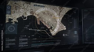 Scanning Latakia Territory Map For Security Purposes In Newest Computer Software. Place Viewed With Satellites Cameras To Ensure Security. Providing Security By Modern Technologies. Advanced Ui.