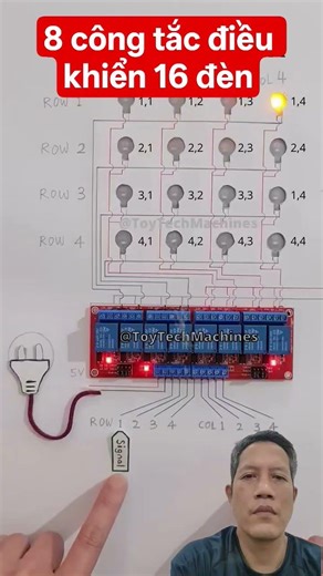 8 tín hiệu điều khiển 16 đèn thông qua module 8 rơ le