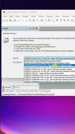 CoDeSys new project