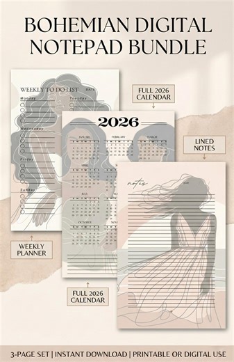 2026 Calendar Notepad – Digital Download or Printed Notepad | Black Woman Line Art - Etsy