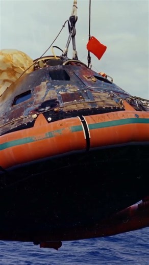 Battered and scorched Command module of the Apollo 11 mission during its recovery! #apollo