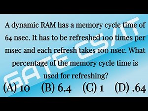 A dynamic RAM has a memory cycle time of 64 nsec. It has to be refreshed 100 times gate 2005
