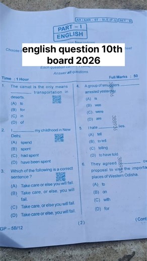 english question 10th class board 2026 #shorts #viral #trending
