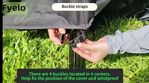 Fyelo 44 x 28 Inch Rectangular Fire Pit Cover for 40-44 Inch Outdoor Gas Fire pit tables, Waterproof 600D Heavy Duty Patio Firepit Table Cover UV Resistance, Black