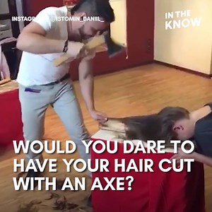 50K views · 287 reactions | This hairstylist cuts hair with an axe  By: In The Know | MetDaan Tips | Facebook