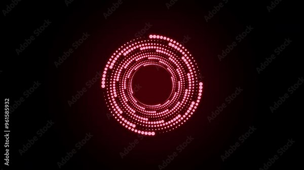 Glowing red light ring. Futuristic loading circles and dots animation. Red loading animation of progressing. Red neon lights. Transparent background with alpha channel Stock Video