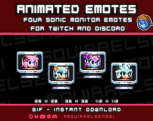 Animated Sonic Monitor Emotes for Twitch/discord | Pixel Art (digital Download) | Set 2 - Etsy