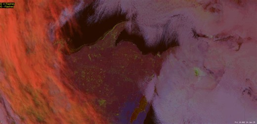 How about some satellite eye candy for your Friday Facebook feed? We often use various satellite channels to help us better monitor the weather, this one being the Day Cloud Phase RGB. This product helps us distinguish surface features and cloud types. Today, southerly winds pushing lake effect snow / clouds offshore have afforded us a nice view of the central and western UP shorelines where the recent stretch of cold weather has developed new ice growth (ice and snow shows up green). If you loo