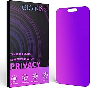 Compatible for iPhone 16 Plus Privacy Screen Protector 6.7 Inch, Purple Gradient Anti Spy Anti Blue Light HD Screen Protector Tempered Glass Easy Installation