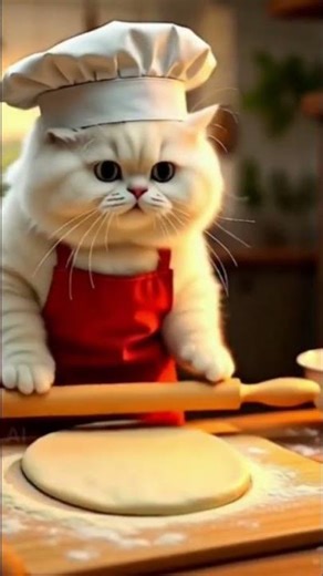 Cute Cat Making Bread Like a Tiny Baker 🐱🍞”