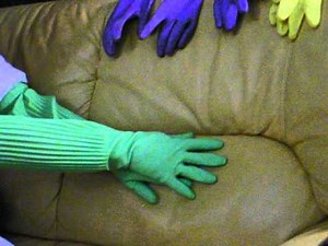 Playing with Green Long Rubber Gloves ASMR