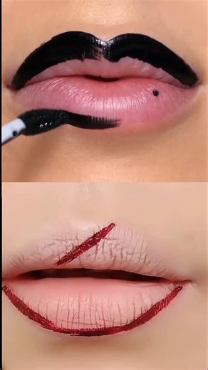 퐇퐨퐮퐬퐞퐎퐟퐒퐚퐲퐢 on Instagram: "Red lipstick vs Black liquid lipsick? Whats your go to lip color❤️#lips #lipstick #liptutorial"