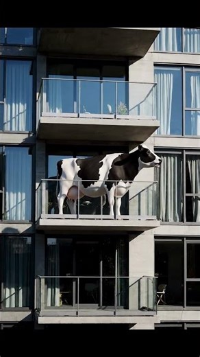 Cow on a High-Rise Balcony 🐄