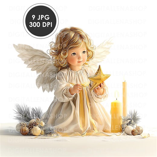 Christmas Angel Watercolor Clipart: Holiday Illustration (JPG Digital Download) - Etsy
