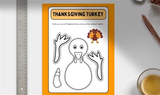 Thanksgiving Turkey (cut Out and Glue) - Etsy