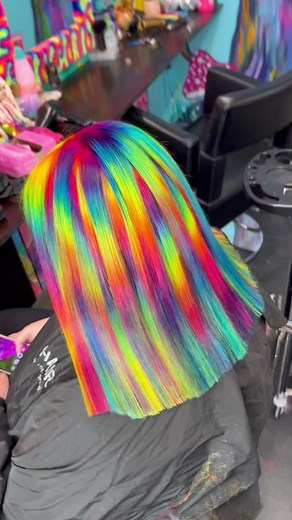 Colorful Hair Transformation: Rainbow Unicorn Vibes!