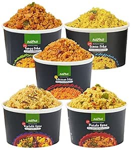 Kapka Assorted Variety Indian Meals - 5 Pack - Ready to Eat Authentic Vegan Prepared Food - Just Add Water - Microwaveable Plant-Based Snacks for Breakfast, Lunch, Non-GMO, No Additives - 3.5oz Each
