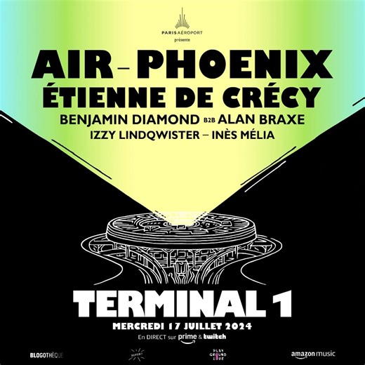 28K views · 546 reactions | Terminal 1 - Paris, July 17 Live from Paris Charles de Gaulle T1 rooftop Free event, invitations via Dice France this Wednesday, July 3 Global livestream on Amazon Music's Twitch channel and Amazon Prime | AIR | Facebook