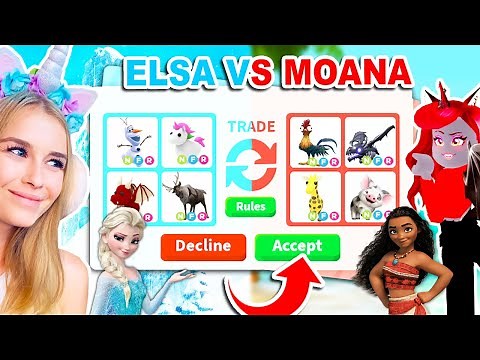 DISNEY PRINCESS ELSA And MOANA TRADE CHALLENGE In Adopt Me! (Roblox)