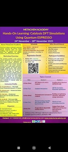Hands on Learning Catalysis DFT Simulations using Quantum Espresso