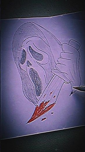 Learn how to draw the Ghostface mask holding a knif