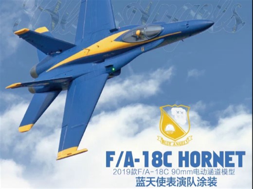 飞翼Freewing F-18 90涵道 蓝天使涂装 侧飞慢滚练习调试 一镜到底之 1