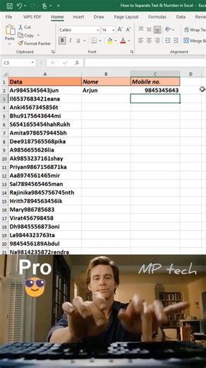 How to Separate Text and Number in Excel 😱 #excel #office #spreadsheet