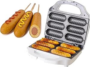 Waffel Corn Dog Maker Hot Dog Presser Maker Waffel Stick Maker Hot Dog Maker Corn Dog Machine hot Dog and Corn Dog Maker Mix Any Type of Batch SW230-W6