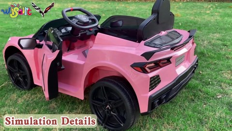 Chevrolet Corvette C8 Licensed Ride on Car,Wisairt 12 V Battery Powered Electric Vehicle w/ Remote Control,Bluetooth,LED Lights and Heightened Windows(Yellow)