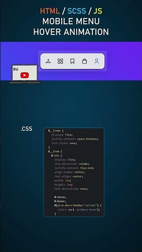 HTML/SCSS/JS MOBILE MENU HOVER ANIMATION #shorts
