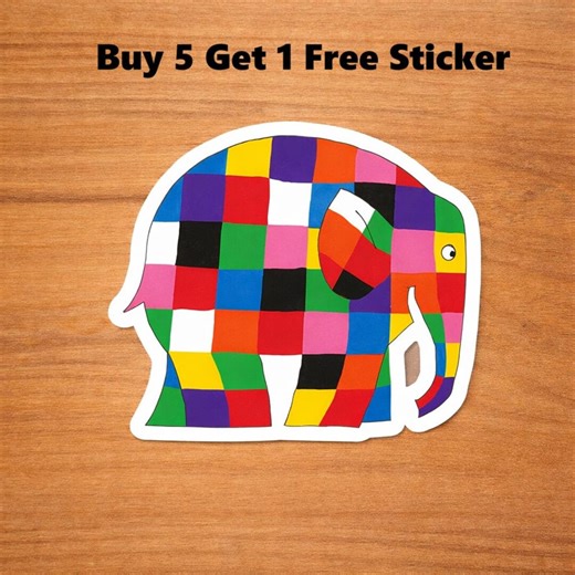 Elmer Book Day Sticker, Elephant Book Day Car Magnet, Cute Elephant Sticker, Animal Lover Gift, Children Books, Back to School Sticker - Etsy