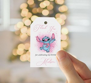 Stitch Birthday Favor Tags: Editable Thank You Gift Tags (digital Download) - Etsy