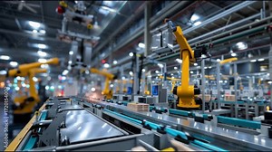 Robotic automation in modern manufacturing facility enhances productivity and efficiency during production processes