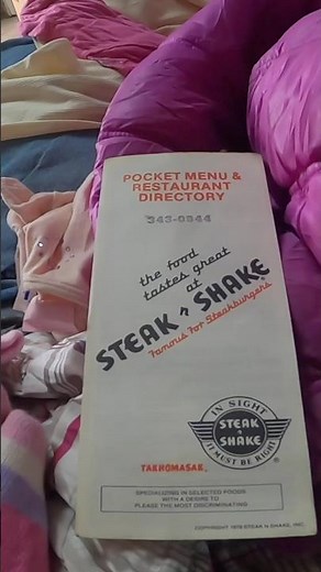1978 Vintage Steak & Shake Pocket Menu
