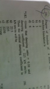 Given that damping ratio = 0.10 and damping coefficient = 225 k... | Filo