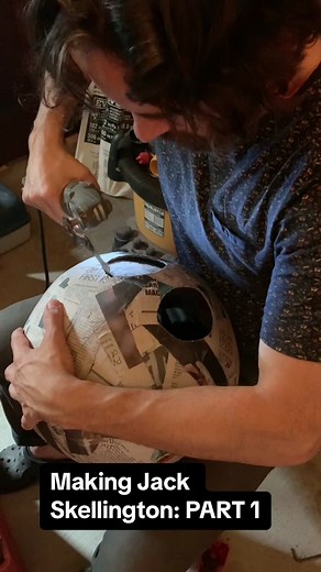 Papier mâché Jack Skellington, ready for a paint job! #halloween #diy #diyproject #dannyelfman #timburton #nightmarebeforechristmas #papiermache #masks #jackskellington #cosplay