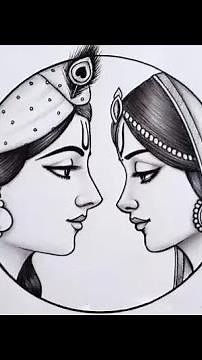 Radha Krishna Pencil Drawing- Very Easy Step by Step | Radha Krishna Circle drawing|Krishna drawing