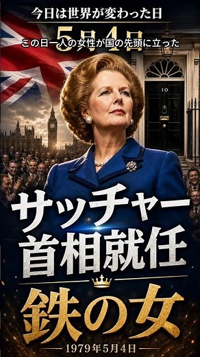 今日は世界が変わった日｜5月４日今日は世界が変わった日｜5月４日#マーガレットサッチャー #サッチャー #鉄の女 #イギリス史 #女性首相 #世界史 #政治史 #歴史 #YouTubeショート