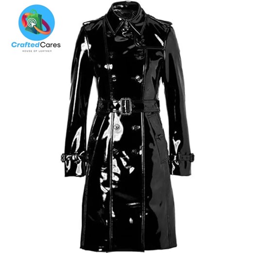 Handmade Women Black PVC Leather Shiny Light Weighted Raincoat Stylish Trench Coat|different Colour's Option Trench Coat | Best Gift for Her - Etsy UK