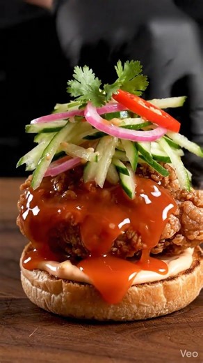 honey sriracha glazed chicken thigh on the bun