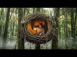 TIMELAPSE — Building a Cozy Tree Shelter in 3 Days