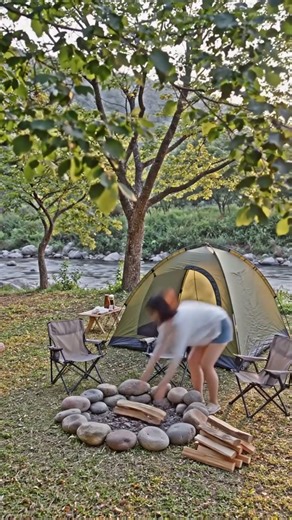 Solo Camping by the River 🌿 Full Timelapse Setup & Cooking